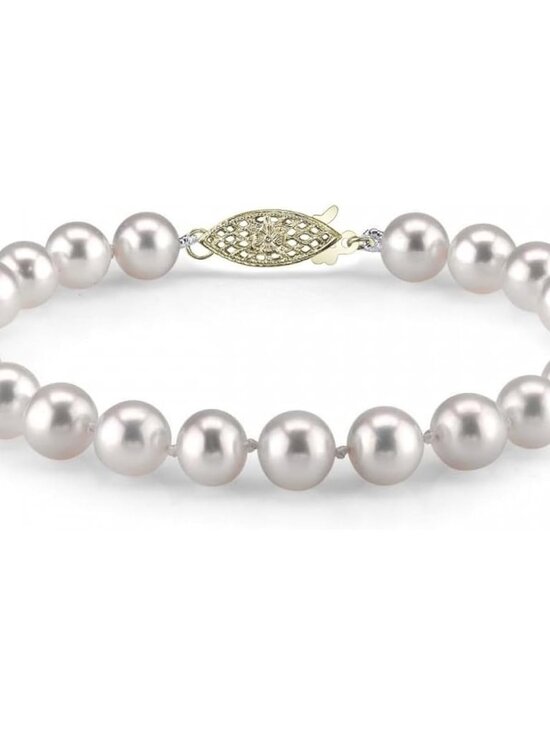 Jewelry - White Freshwater Pearl Bracelet for Women - Cultured Pearl Bracelet with 14k Gol